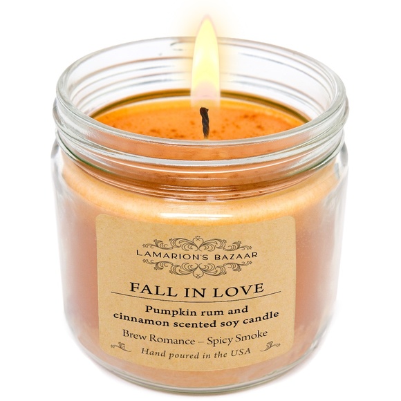 FALL IN LOVE- Pumpkin Rum Cinnamon Scented Candle - 100% Soy- Made to Order - Picture 1 of 6